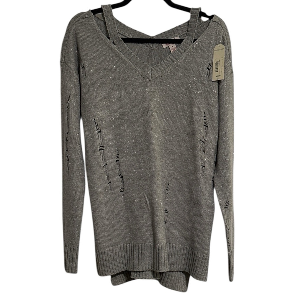 🌻 Arizona Jeans Co Intentionally Distressed Grey Sweater NWT